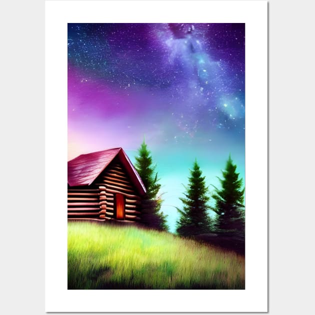 Galaxy Log Cabin Wall Art by Elvis-Bane Watson